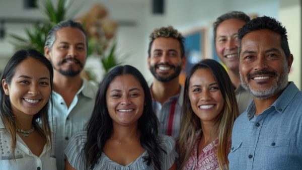 Group of diverse people smiling to camera while wearing casual cloth. AIG53. Group of diverse people smiling to camera while wearing casual cloth. Attractive happy business team working together and looking at camera. Collaboration, cooperation, teamwork, trust. AIG53.